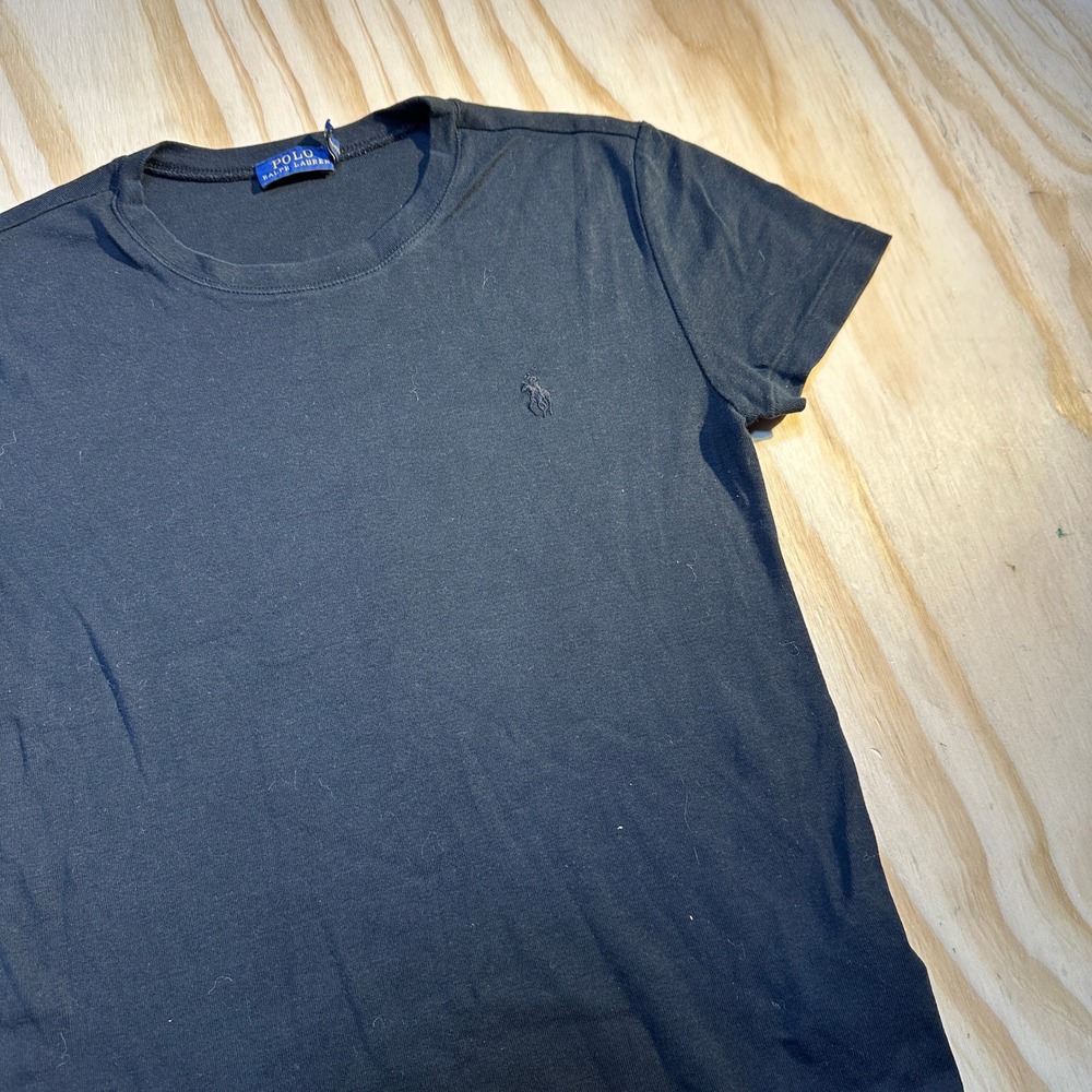 Polo Ralph Lauren Women's Black Crewneck T-Shirt Size M Tonal Pony Logo
